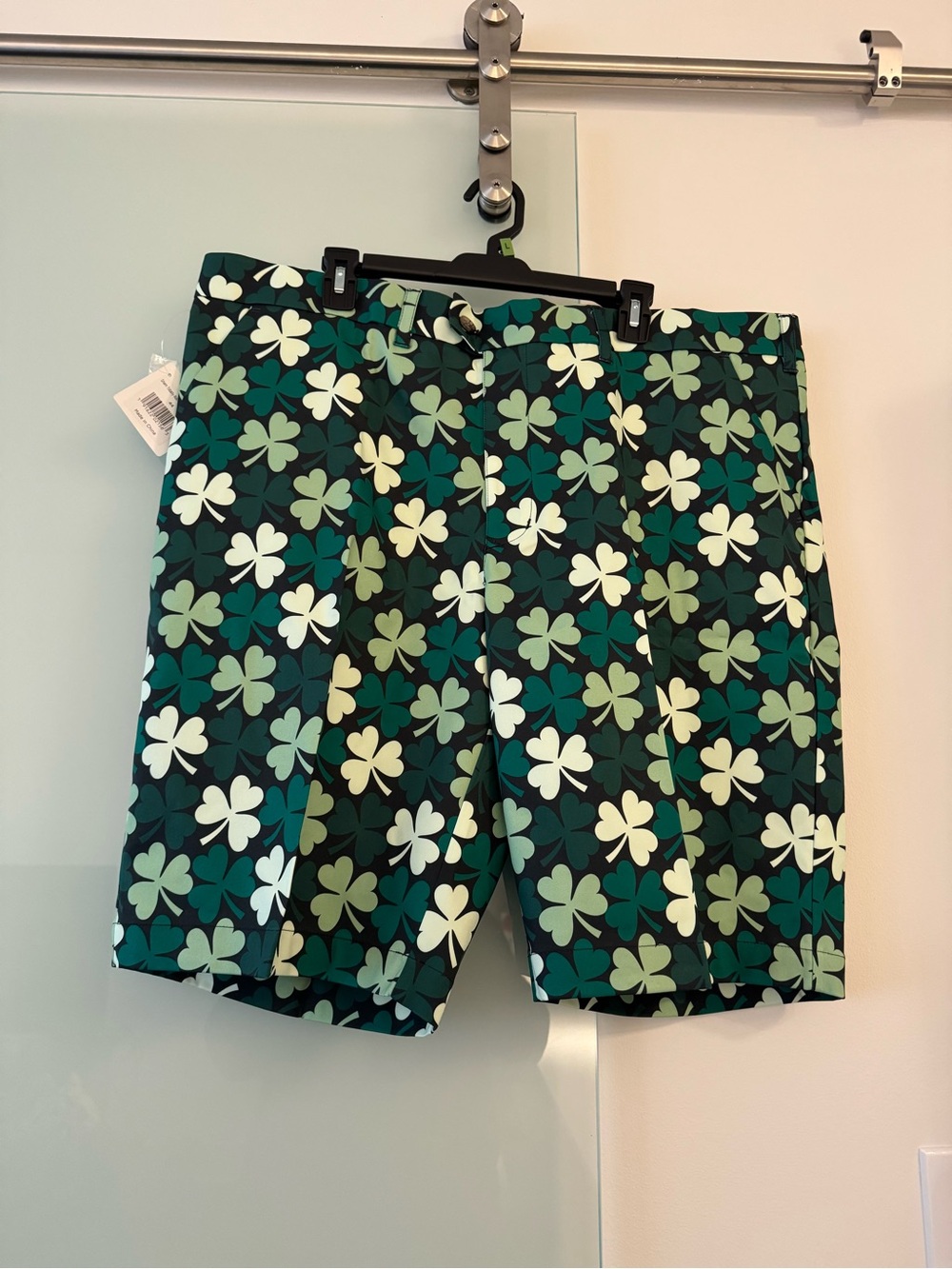 NWT: Men's Loudmouth Green Shamrock Print Shorts
